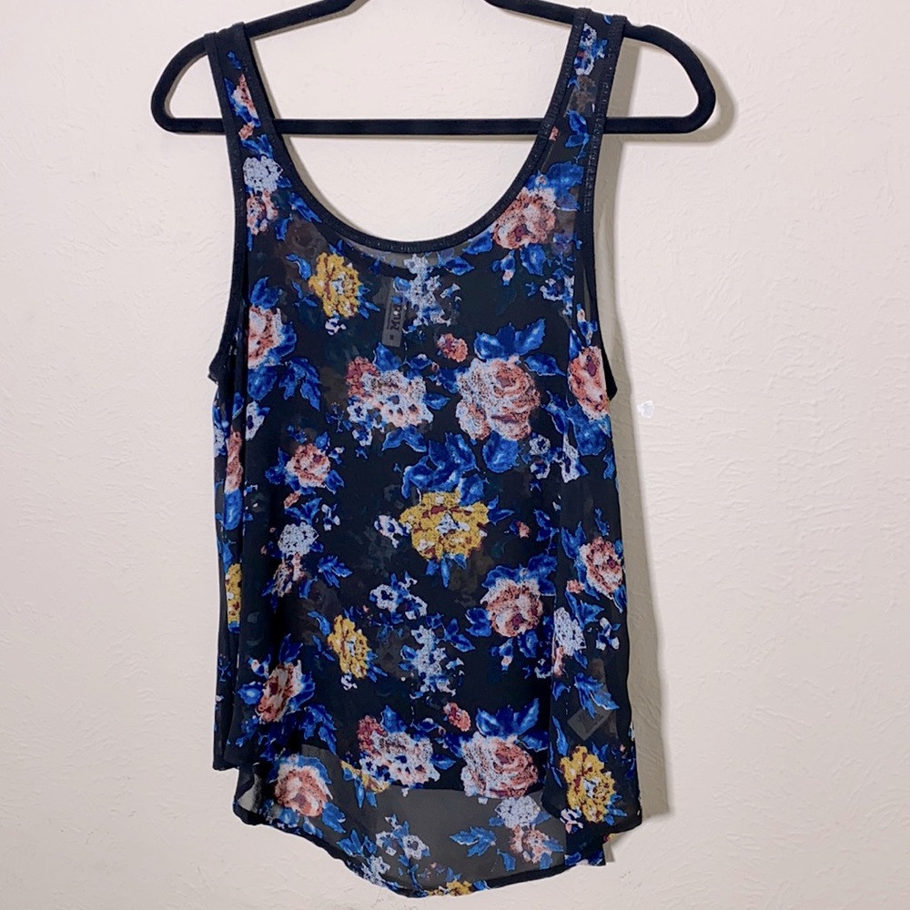 Floral print see through tank